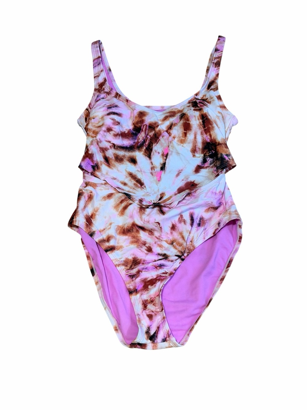 No Boundaries Pink and Brown Tie-Dye One-Piece Swimsuit